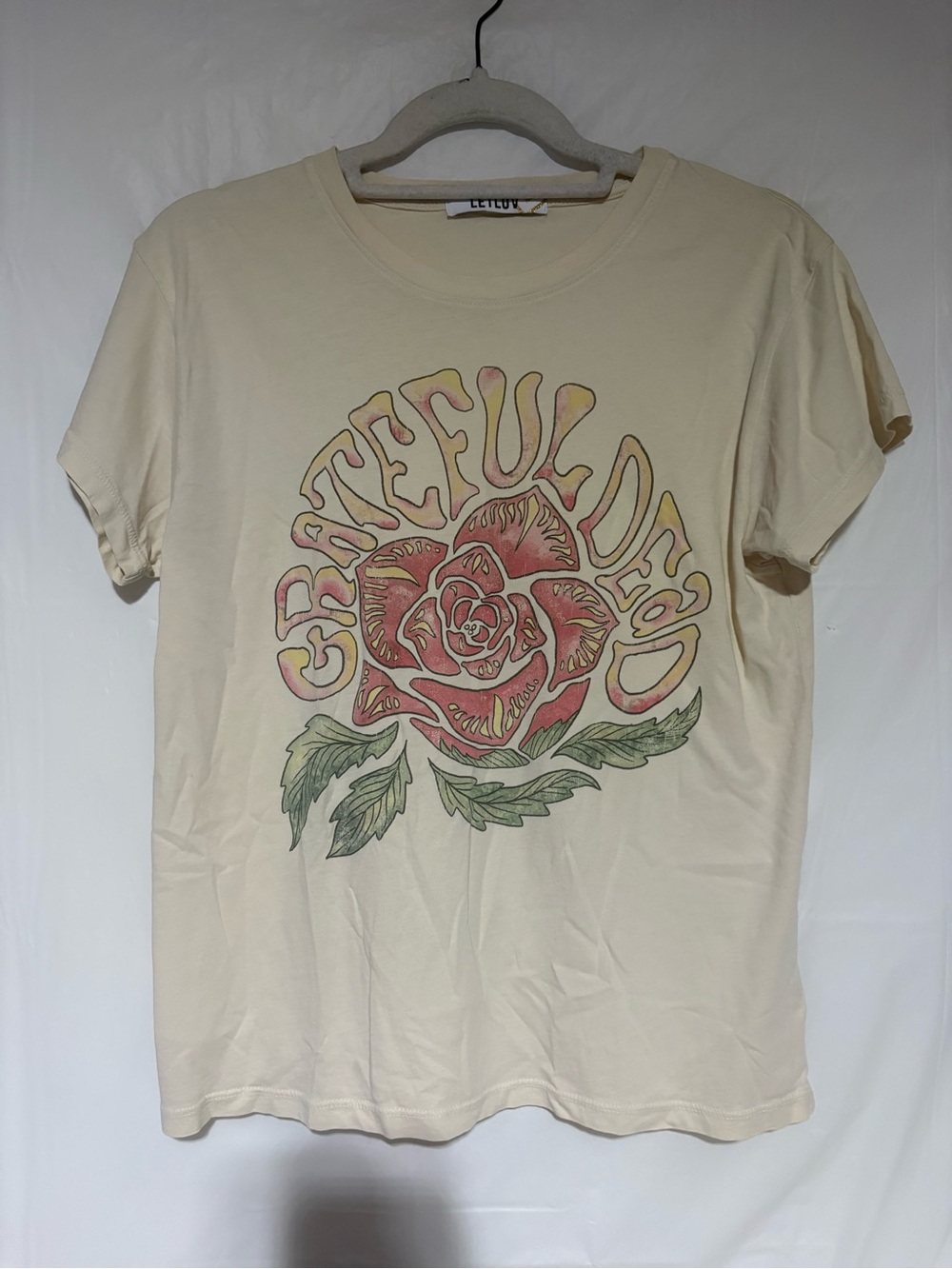 LETLUV for Anthropologie 'Grateful Dead’ Rose Graphic Short-Sleeve Tee